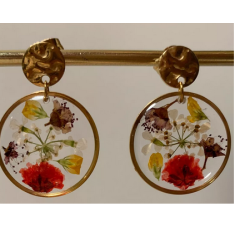 boucles d'oreilles fleurs séchées