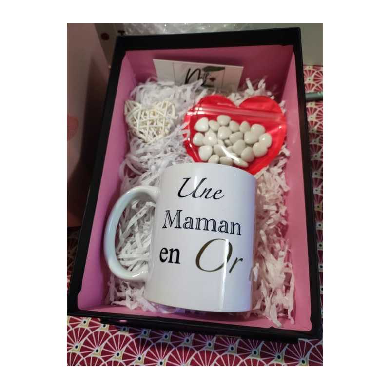 coffret Mug + dragées coeur chocolat