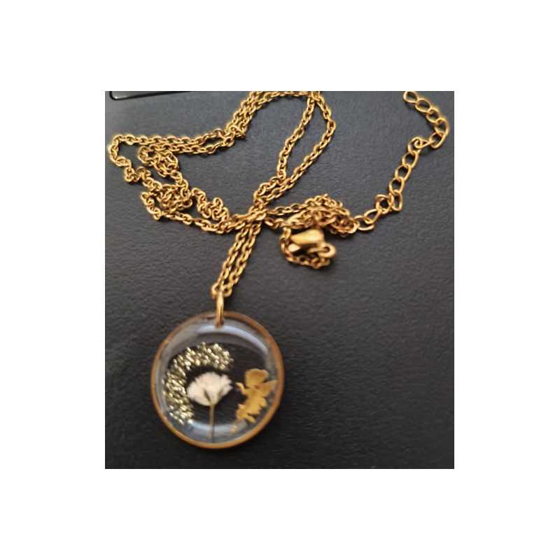 Collier fée paillettes – Bijou fleur gypsophile
