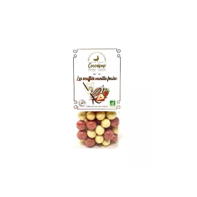 Soufflés vanille fraise – Billes de maïs bio