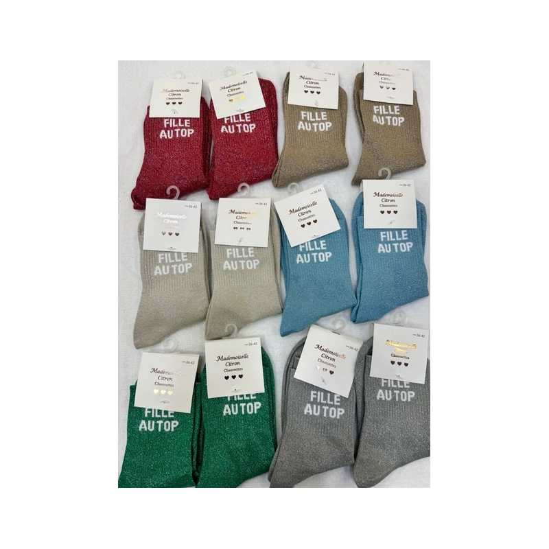 chaussettes paillettes "fille au top" 36/42
