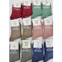 chaussettes paillettes "la vie est belle" 36/42