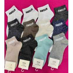 Chaussettes courtes paillettes "amour"