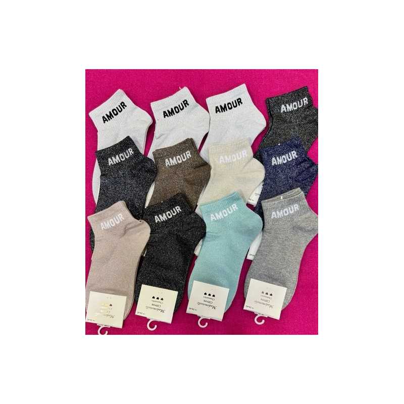 Chaussettes courtes paillettes "amour"