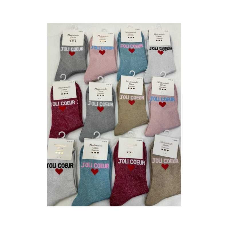 chaussettes paillettes "joli coeur" 36/42