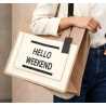 Sac toile de jute "Hello Week end" en 3 couleurs – Divers