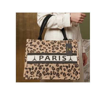 Sac toile de jute Paris – Sac jute naturel 33x42x18