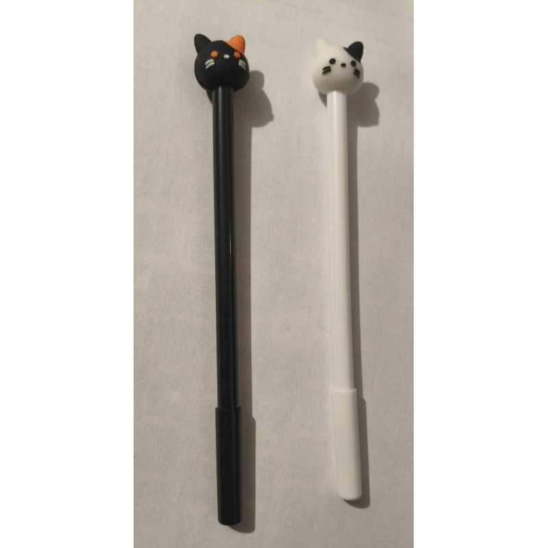 Stylo tête de chat (noir ou blanc)