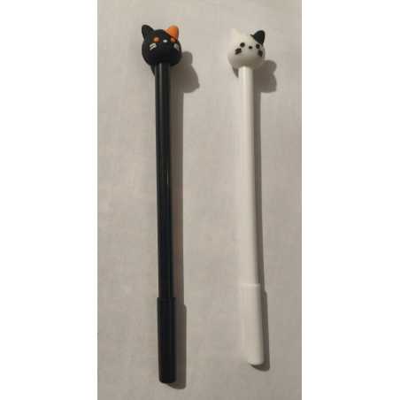 Stylo tête de chat (noir ou blanc)